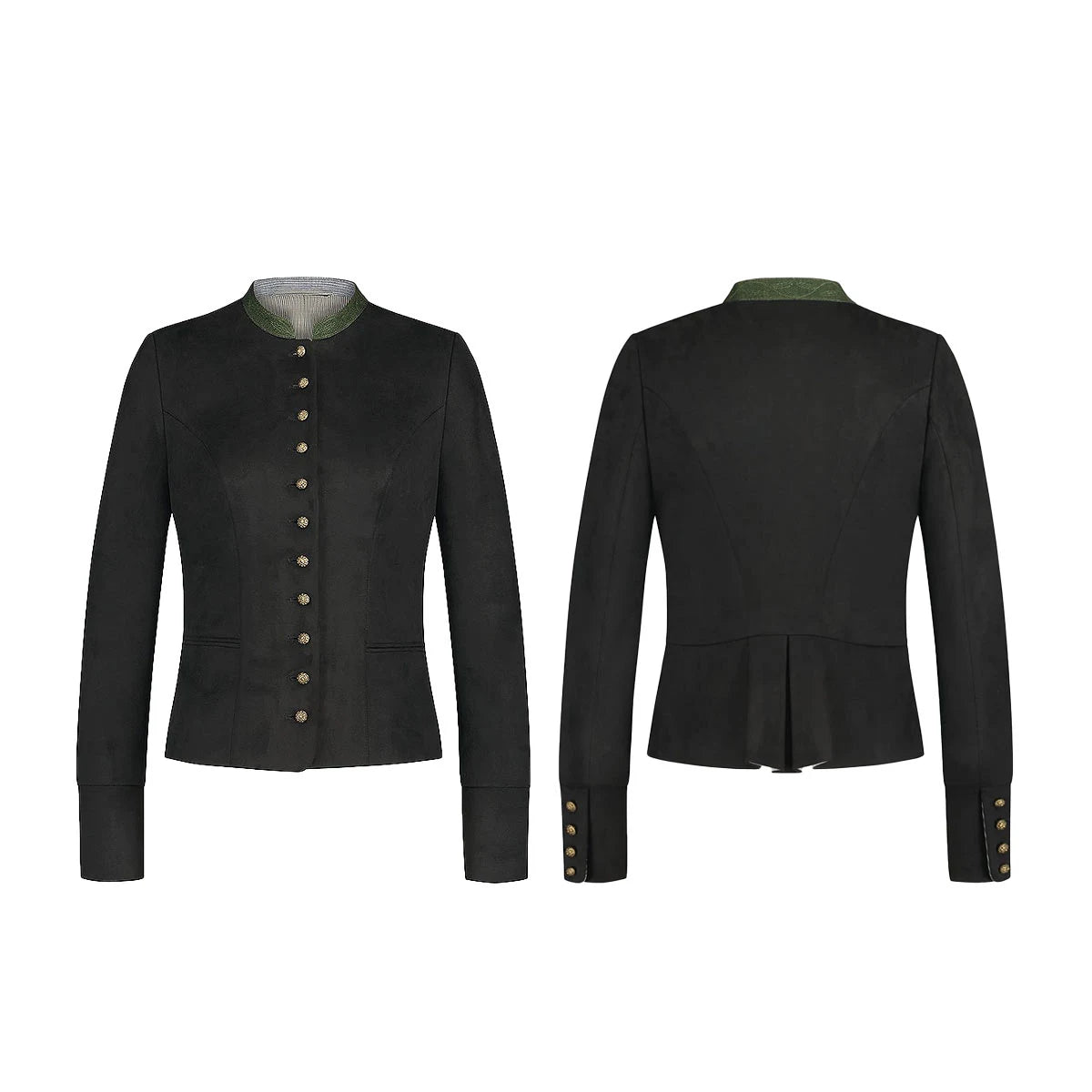 Black Dirndl jacket with embroidery on Collar front and back side
