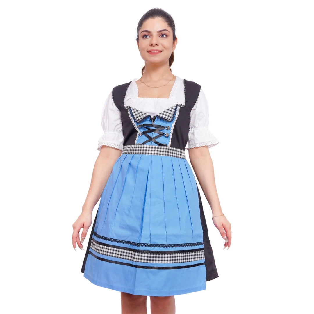 German Style Sky Blue Dirndl Dress for Women German Style Sky Blue Dirndl Dress for Women