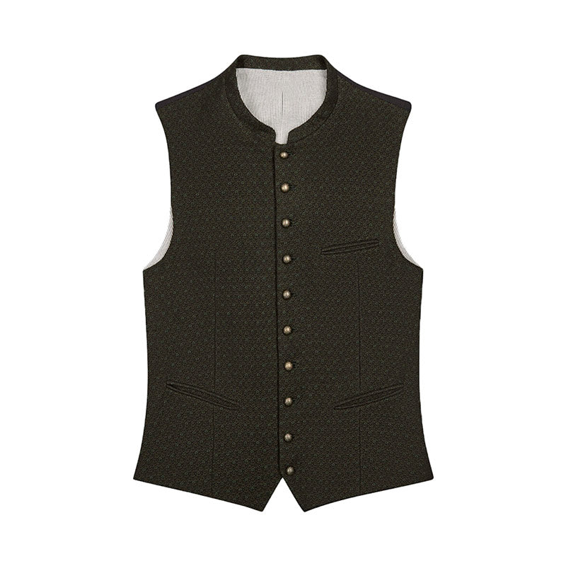 Dark Olive Green Patterned Vest
