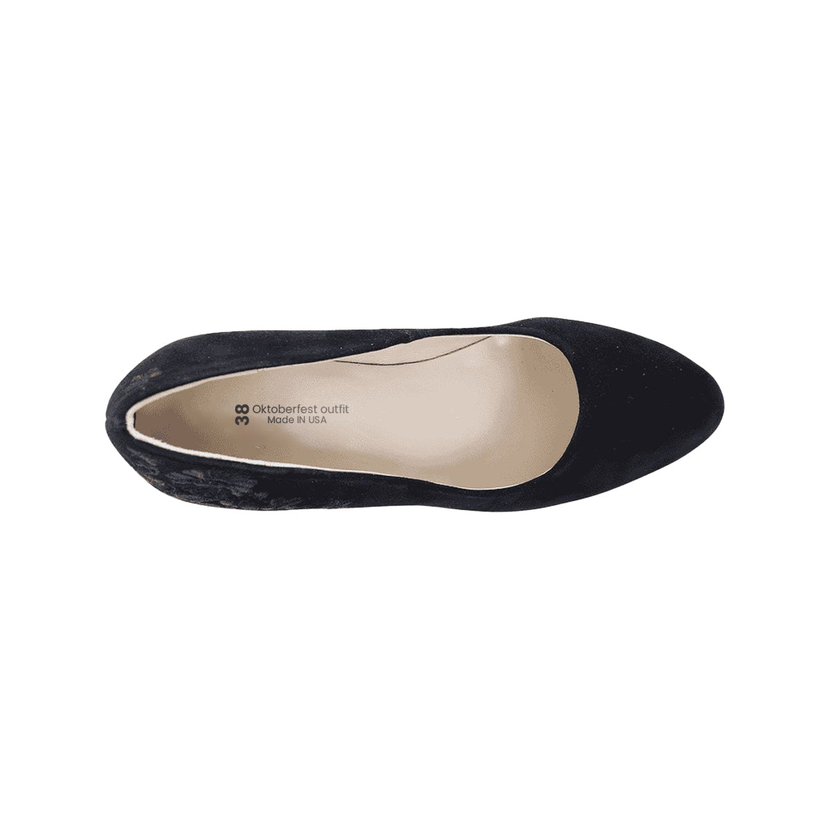 Premium Black Dirndl Shoes With Embroidery