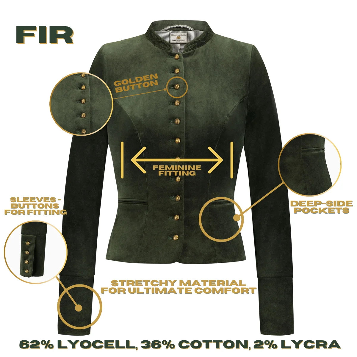 Bavarian Women Dirndl Jacket (Fir)