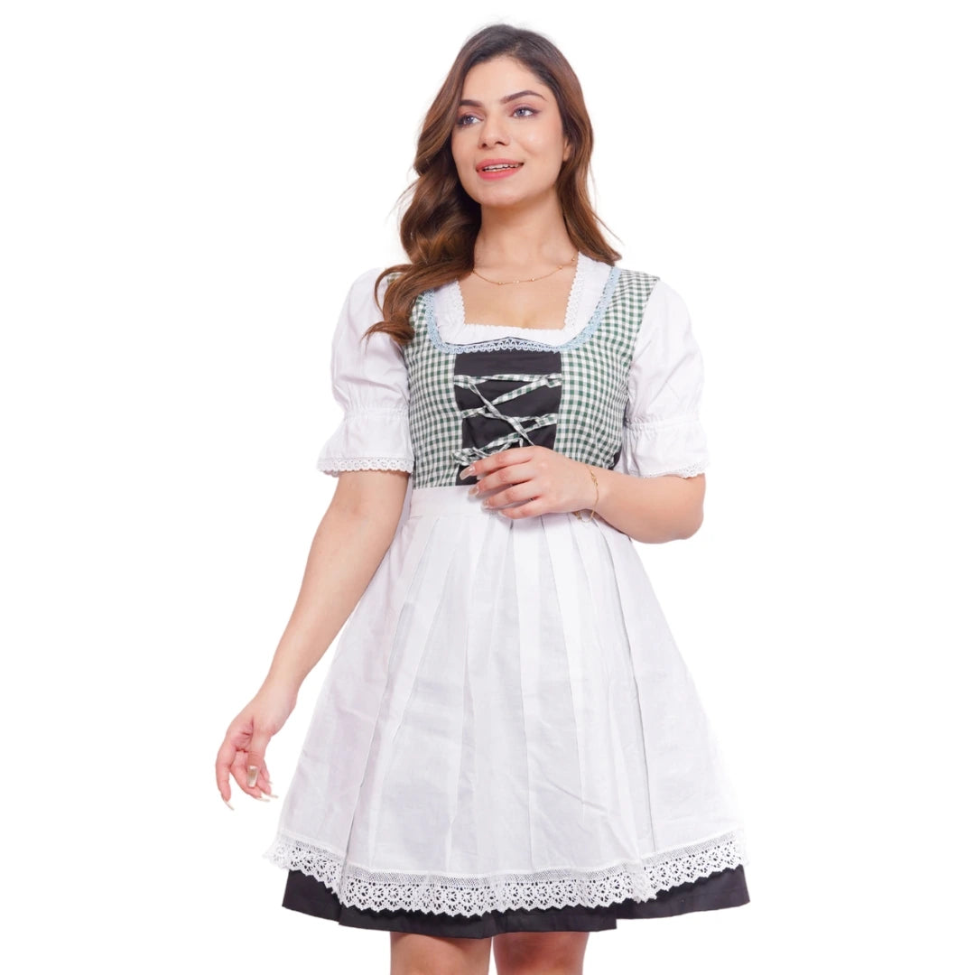 White Green Checks Dirndl