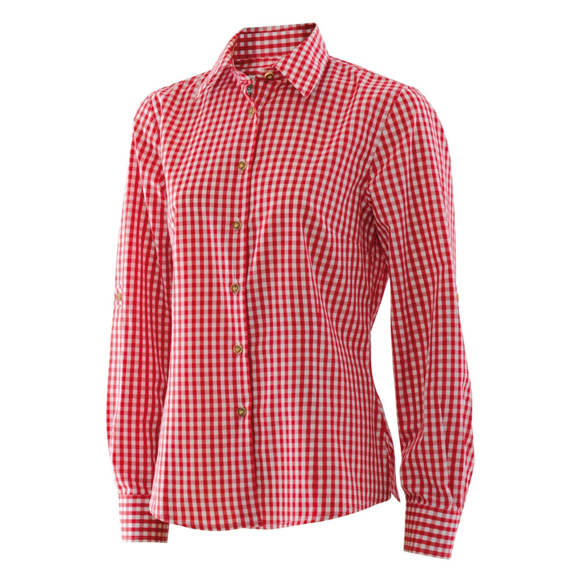 Lederhosen Dark Red Trachten Checkered Shirt For Women