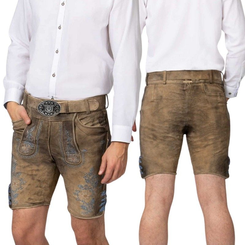 Lederhosen with Blue Embroidery