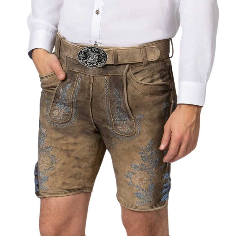 Lederhosen with Blue Embroidery