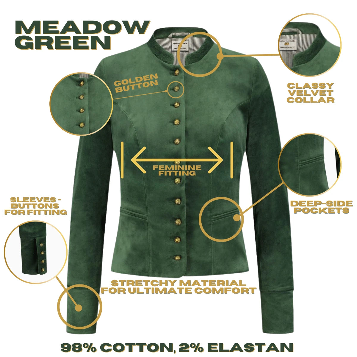 Bavarian Women Jacket (Meadow Green)