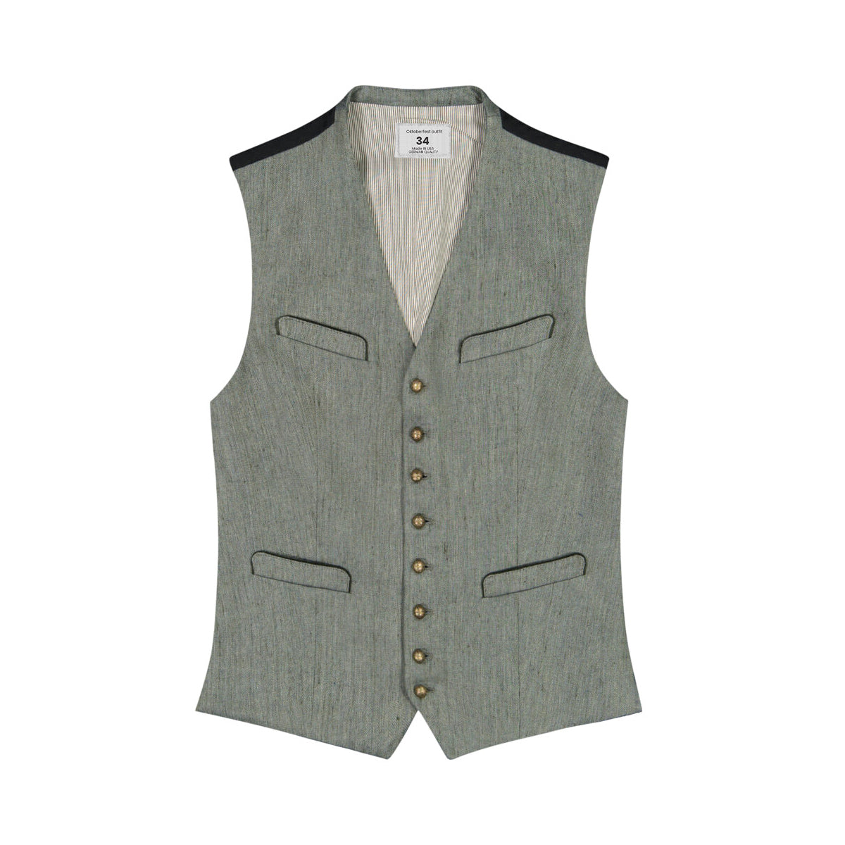 Lederhosen Men Trachten Waistcoat Grey V Nack