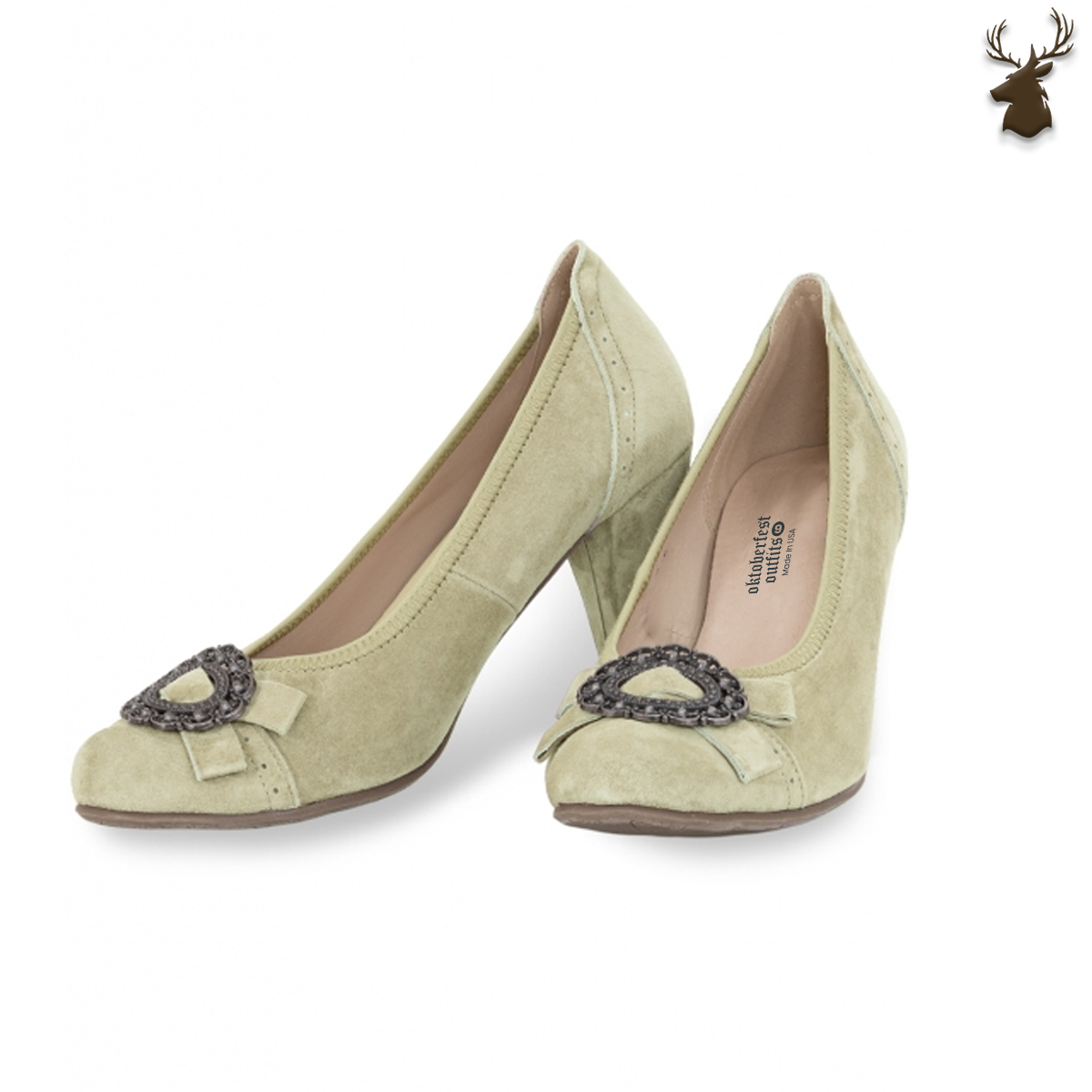 Premium Women Dirndl Pumps Pastell Green