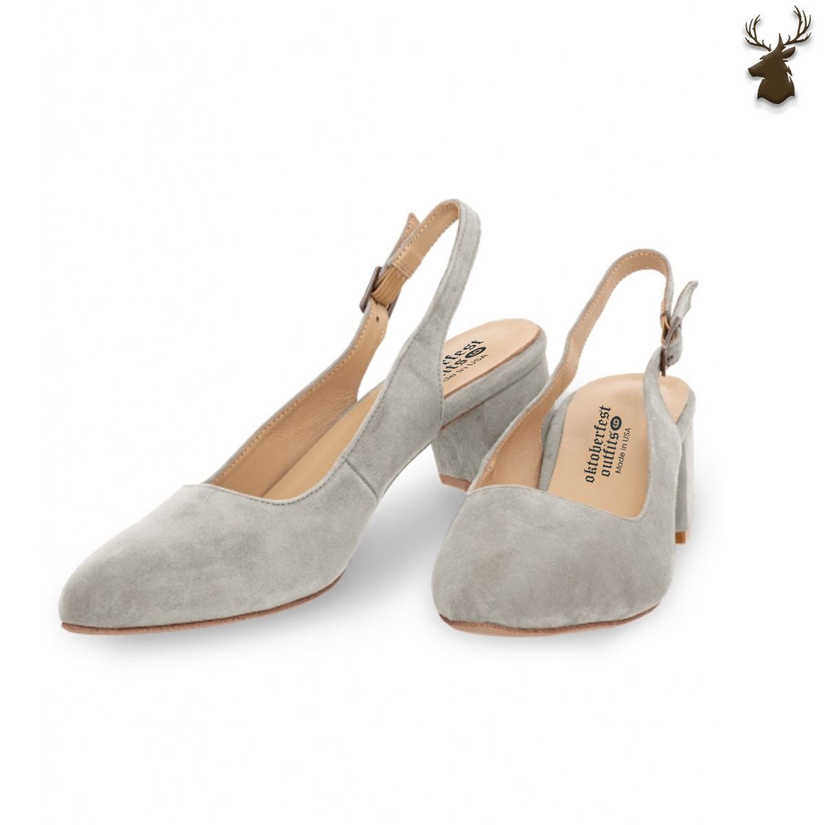 Premium Women Dirndl Slingback Pumps Grey