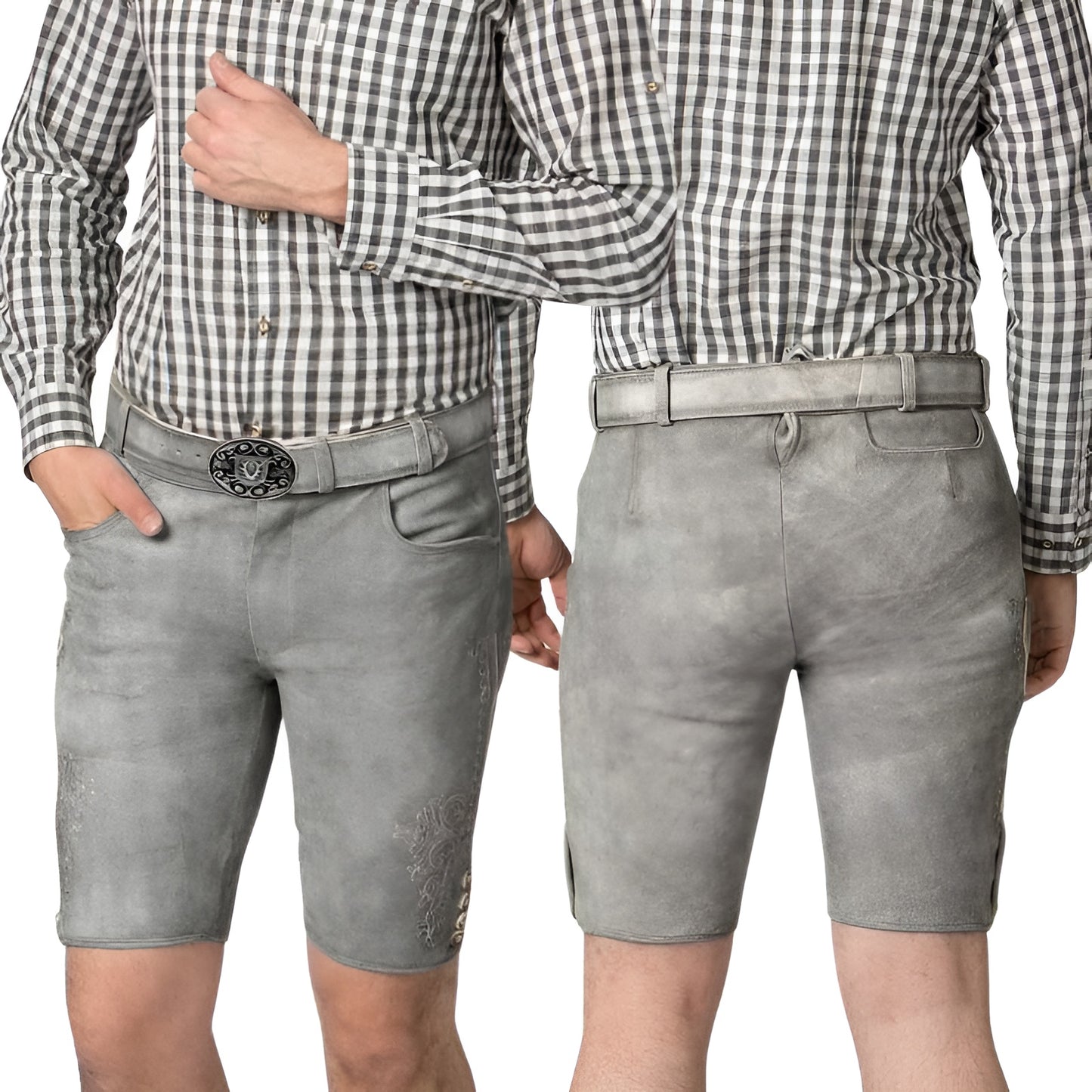Slim Fit Gray Lederhosen