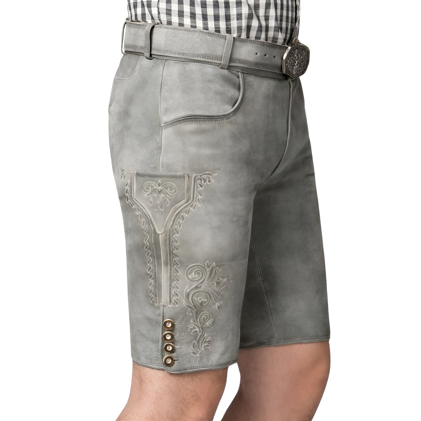 Slim Fit Gray Lederhosen