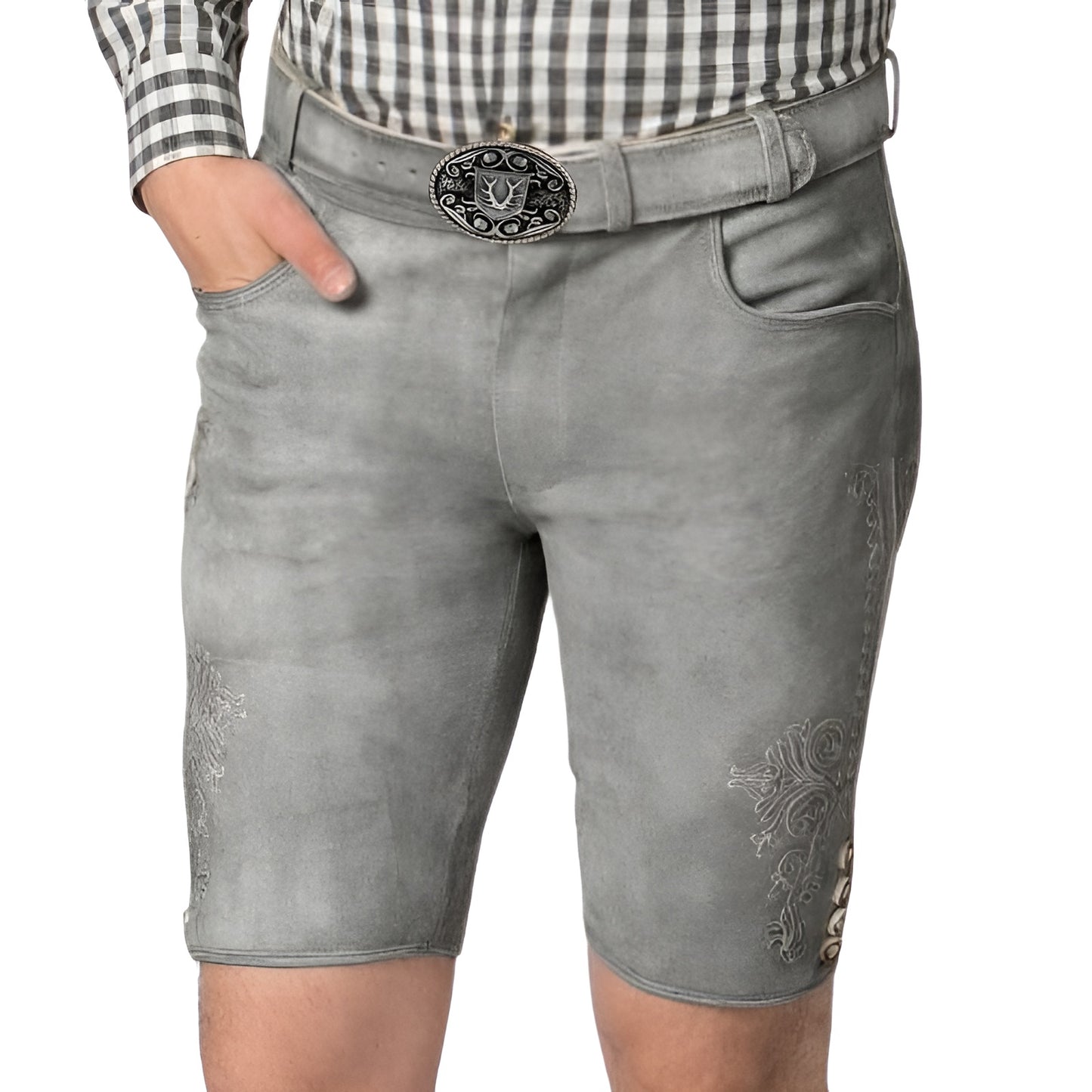 Slim Fit Gray Lederhosen