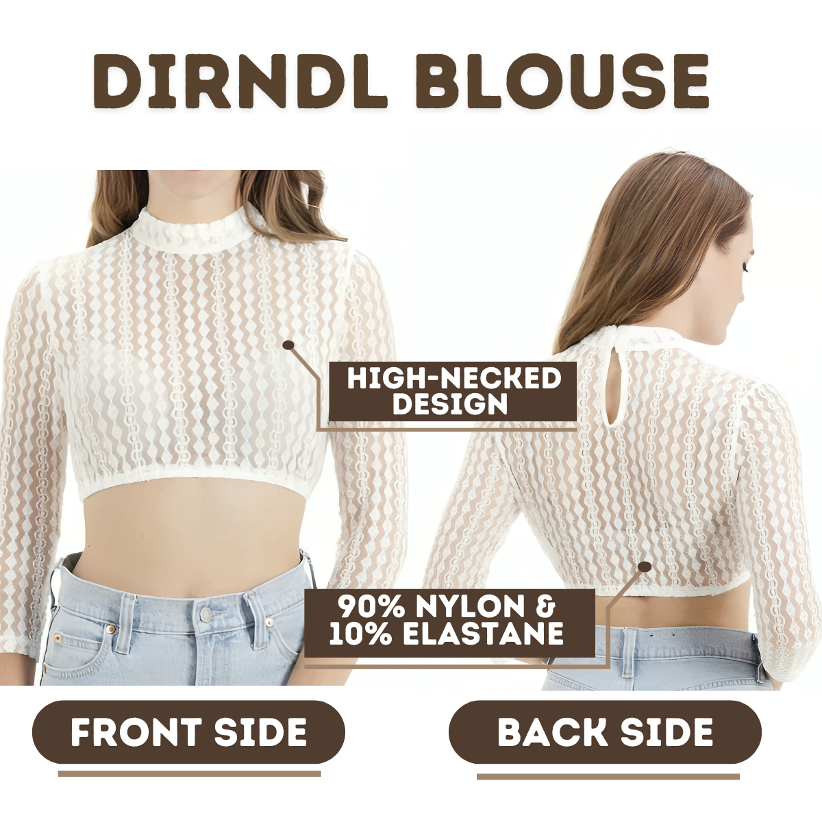 High Necked Dirndl Blouse