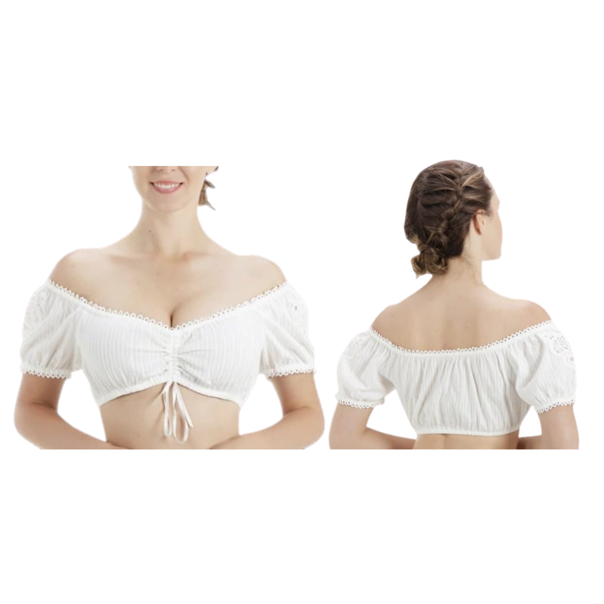 Women's Off Shoulder Dirndl Blouse Elegant Traditional White