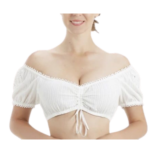 Women's Off Shoulder Dirndl Blouse Elegant Traditional White