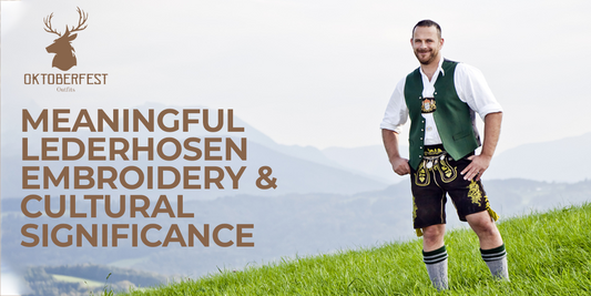 A men wear lederhosen showing Gemran traditional costume