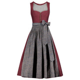 Two-tone dress with red and gray pattern on a white background
