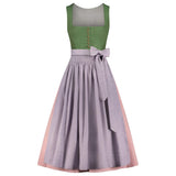 Two-tone dress with green top and gray skirt on a white background