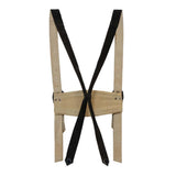 Beige suspenders with black straps on a white background