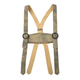 Suspenders with decorative buckle on a white background