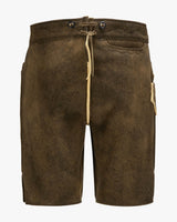 Brown shorts with a drawstring on a white background