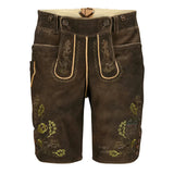 Brown shorts with floral embroidery on a white background