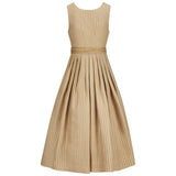 Beige striped dress on a white background