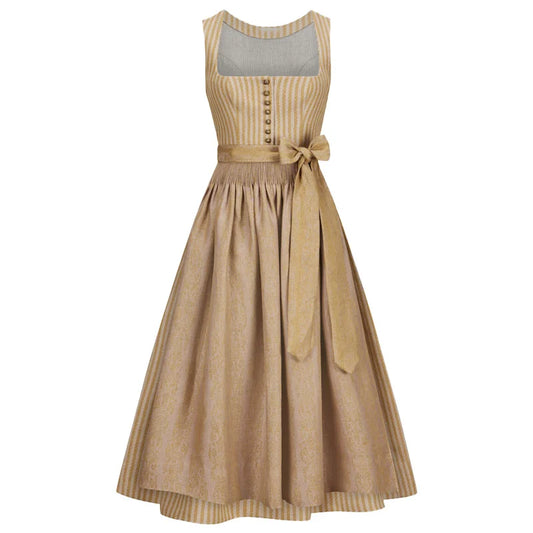 Beige dress with a belt on a white background