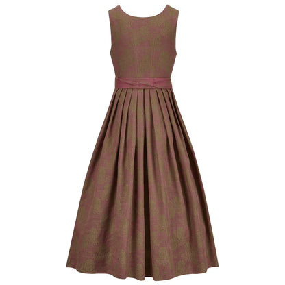 rose dirndl dress with a belt on a white background