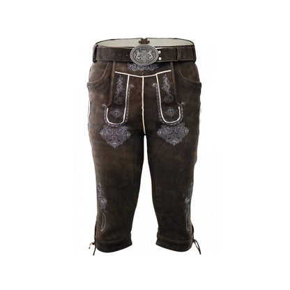 BAVARIAN BUNDHOSEN MEN GOAT LEATHER PANT DARK BROWN