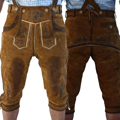 BAVARIAN BUNDHOSEN MEN GOAT LEATHER PANT BROWN