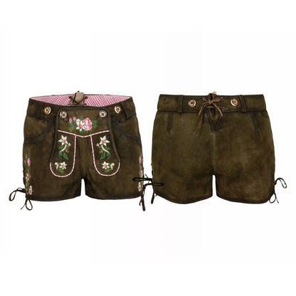 BAVARIAN LEDERHOSEN WOMEN SHORT CHOCOLATE