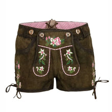 Load image into Gallery viewer, BAVARIAN LEDERHOSEN WOMEN SHORT CHOCOLATE
