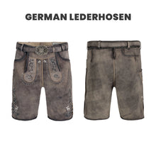 Load image into Gallery viewer, BAVARIAN MAN LEDERHOSEN SHORT GREY BROWN
