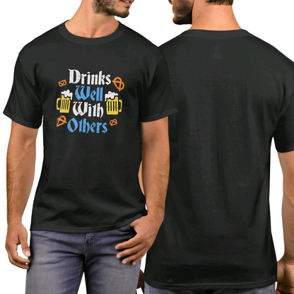 BLACK OKTOBERFEST SHIRT PRINTED DRINKS WELL WITH OTHERS