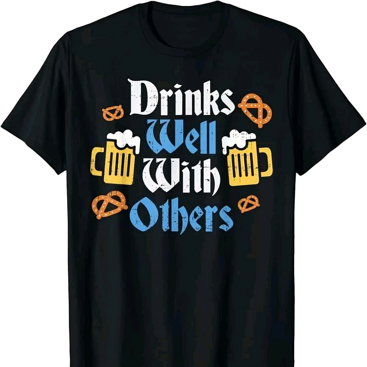 BLACK OKTOBERFEST SHIRT PRINTED DRINKS WELL WITH OTHERS