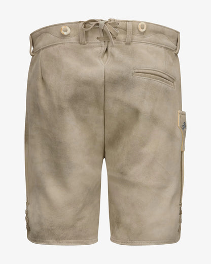 Beige shorts with a drawstring on a white background