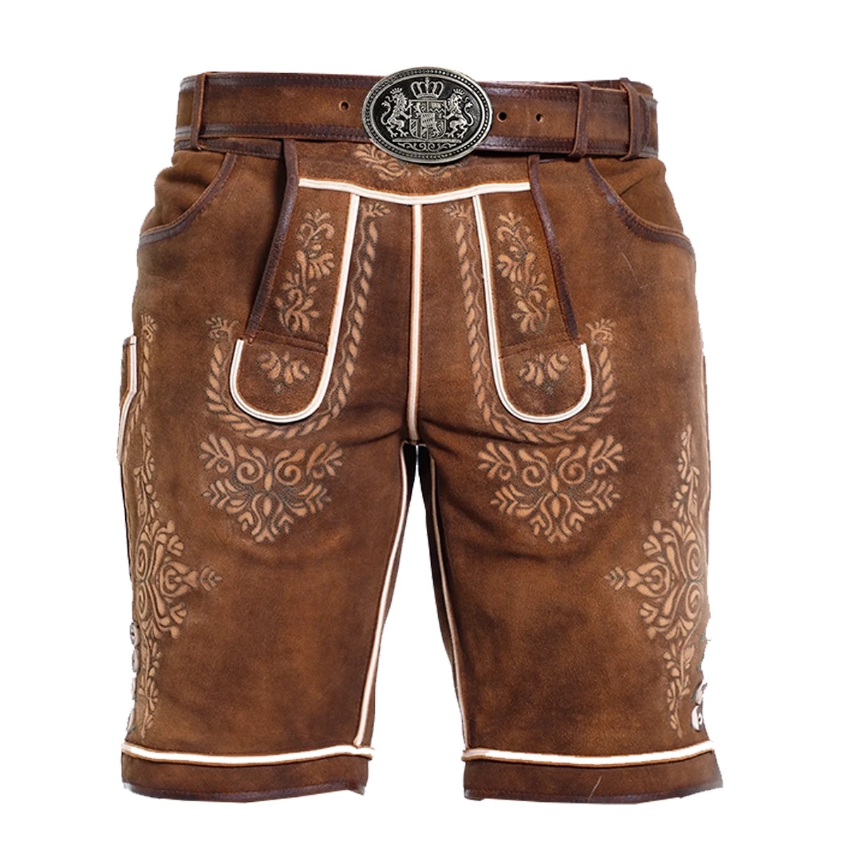 Classic German Lederhosen Short Red Brown