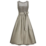 Traditional German dirndl dress with a checkered pattern on a white background