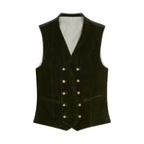 Black waistcoat with gold buttons on a white background