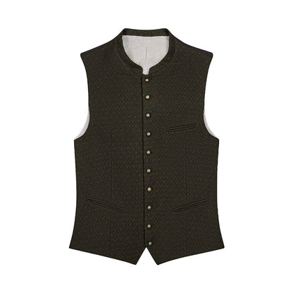 Dark Olive Green Patterned Vest