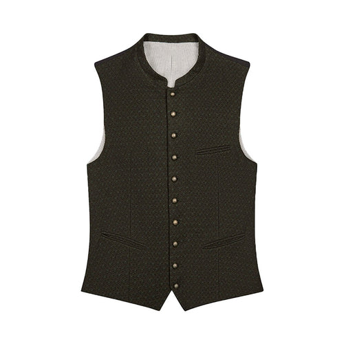 Dark Olive Green Patterned Vest