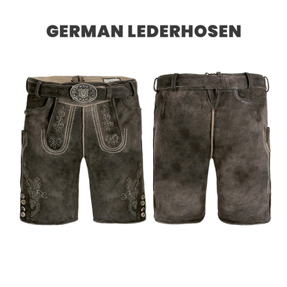 MEN LEDERHOSEN SHORT GREY BROWN