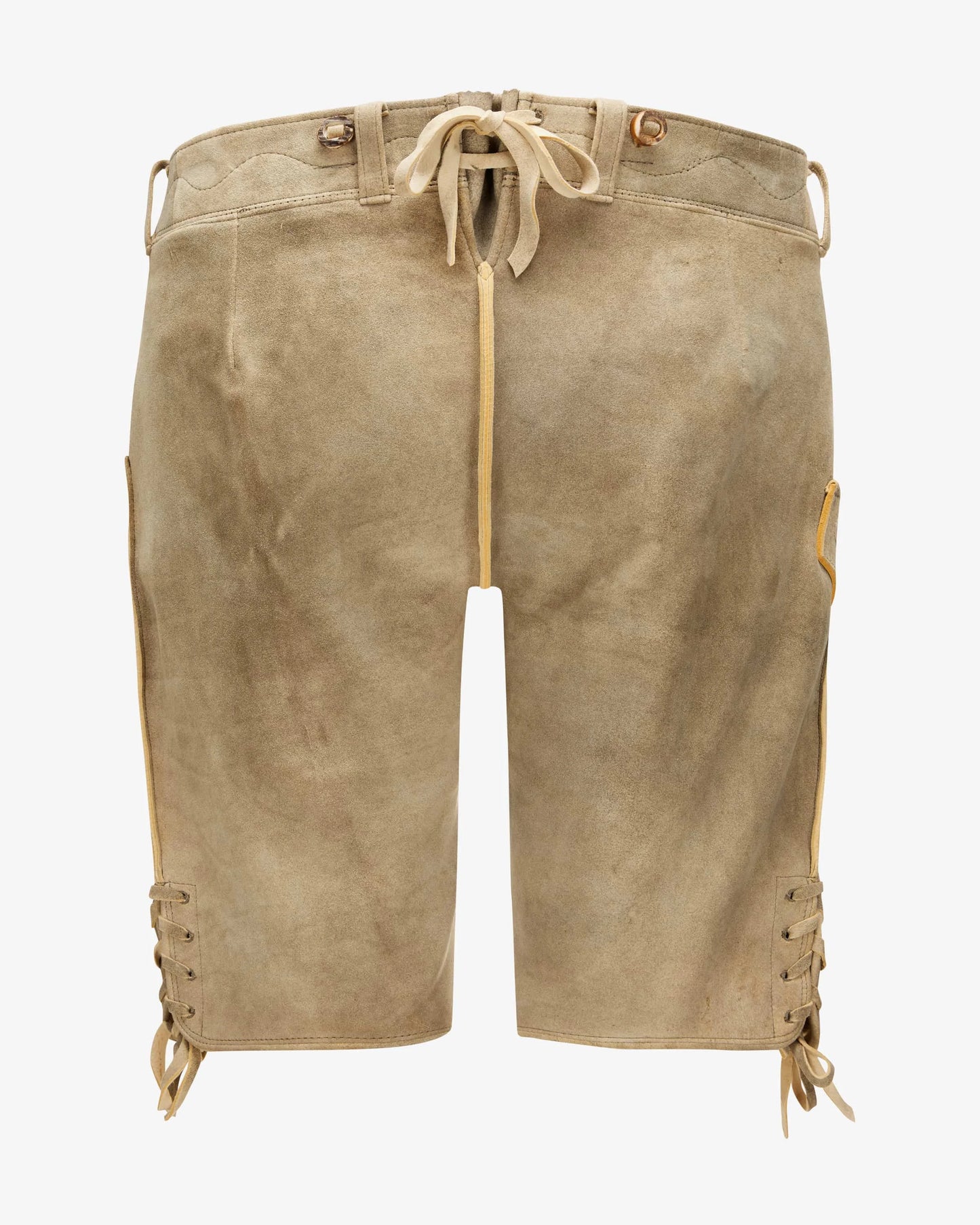 Beige shorts with lace-up sides on a white background