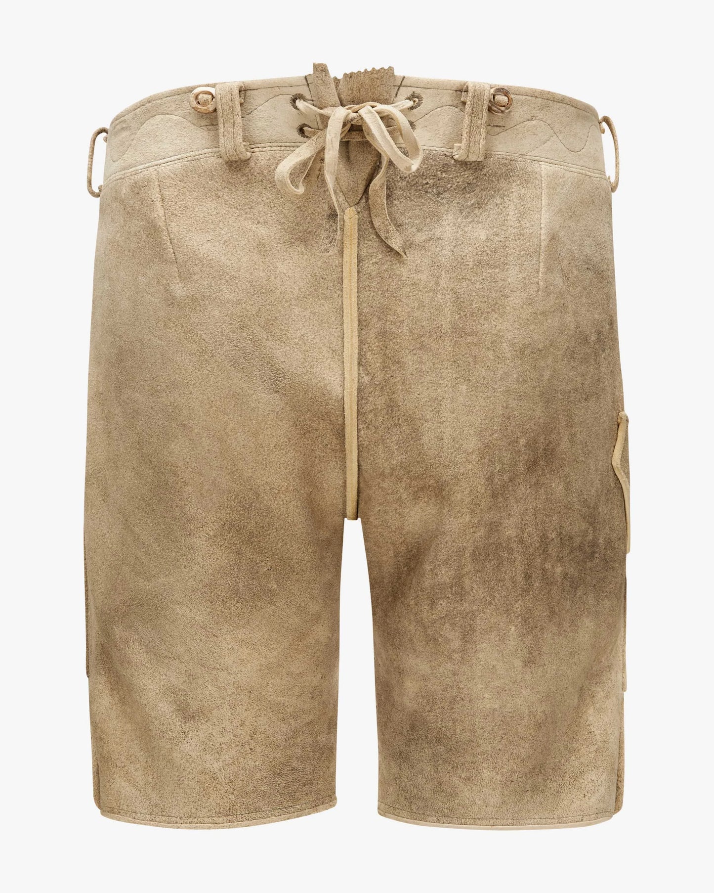 Beige shorts with drawstring on a white background