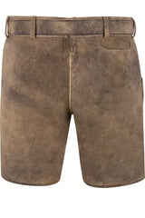 Brown leather shorts with a belt on a white background