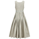 Striped dress with a belt on a white background