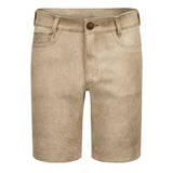 Beige shorts with a button on a white background