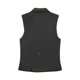 Black vest with intricate pattern on a white background