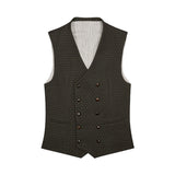 Dark patterned vest with buttons on a white background